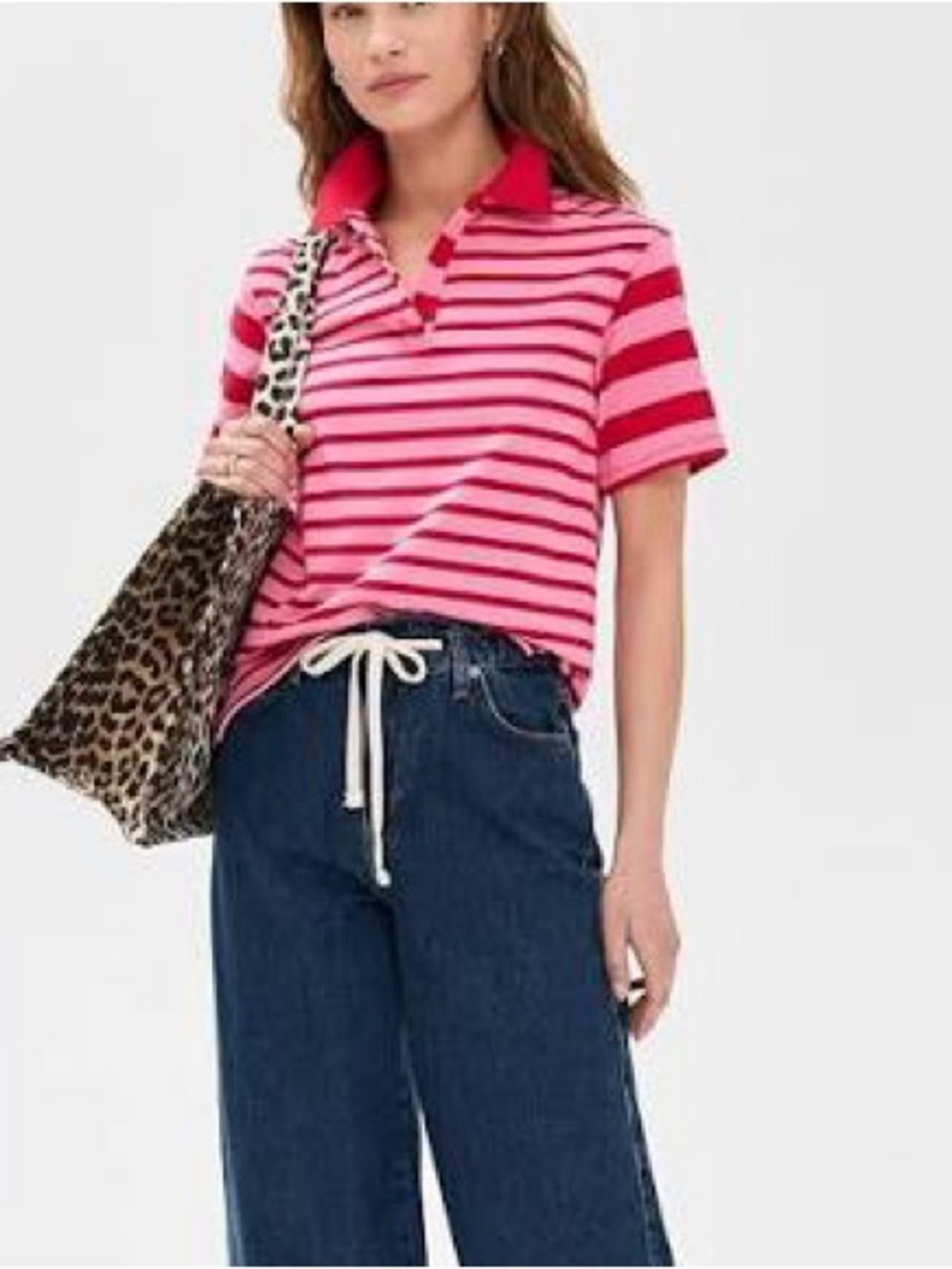 English Factory Striped Short Sleeve 100% Cotton Knit Top